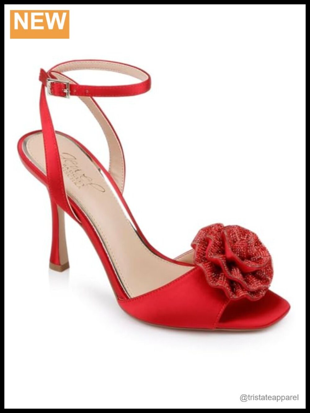 Satin Heeled Sandal with Glitter Peep Toe Stiletto Ankle Strap Formal